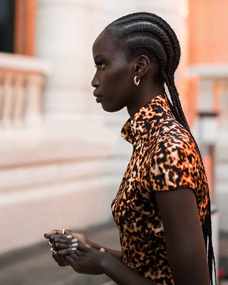 Anok Yai at the Launch of the 100th Anniversary Exhibition of Vogue Paris, 2021 wearing Tabayer Ethical Jewelry