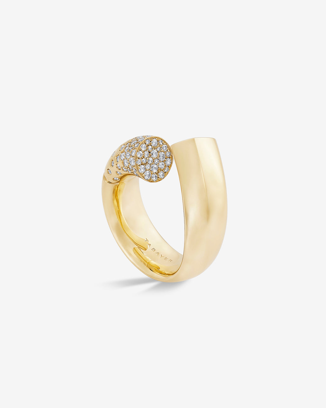Oera ring 18k Fairmined yellow gold and diamonds, Tabayer ethical fine jewelry