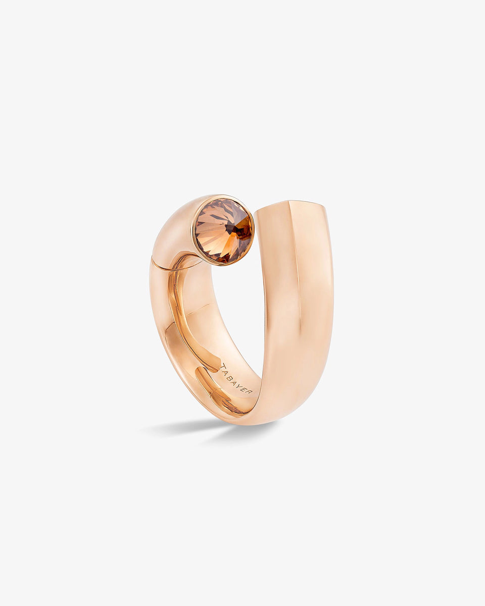 Oera Rose Gold Statement Ring with Brown Diamonds | Tabayer