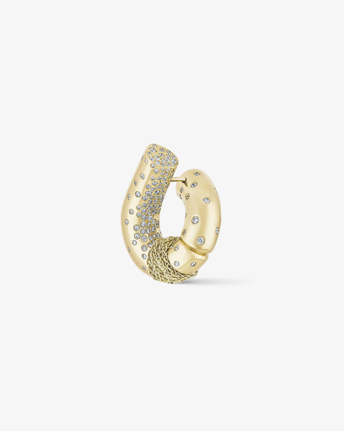 Inverted Earring 18k Fairmined yellow gold and diamonds, Tabayer ethical fine jewelry