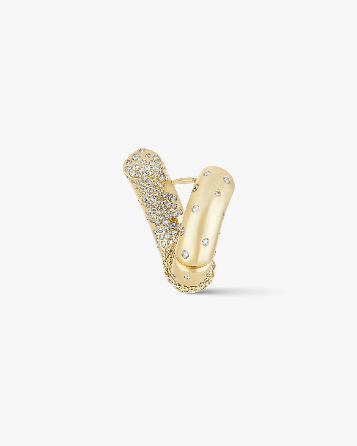 Inverted Earring 18k Fairmined yellow gold and diamonds, Tabayer ethical fine jewelry