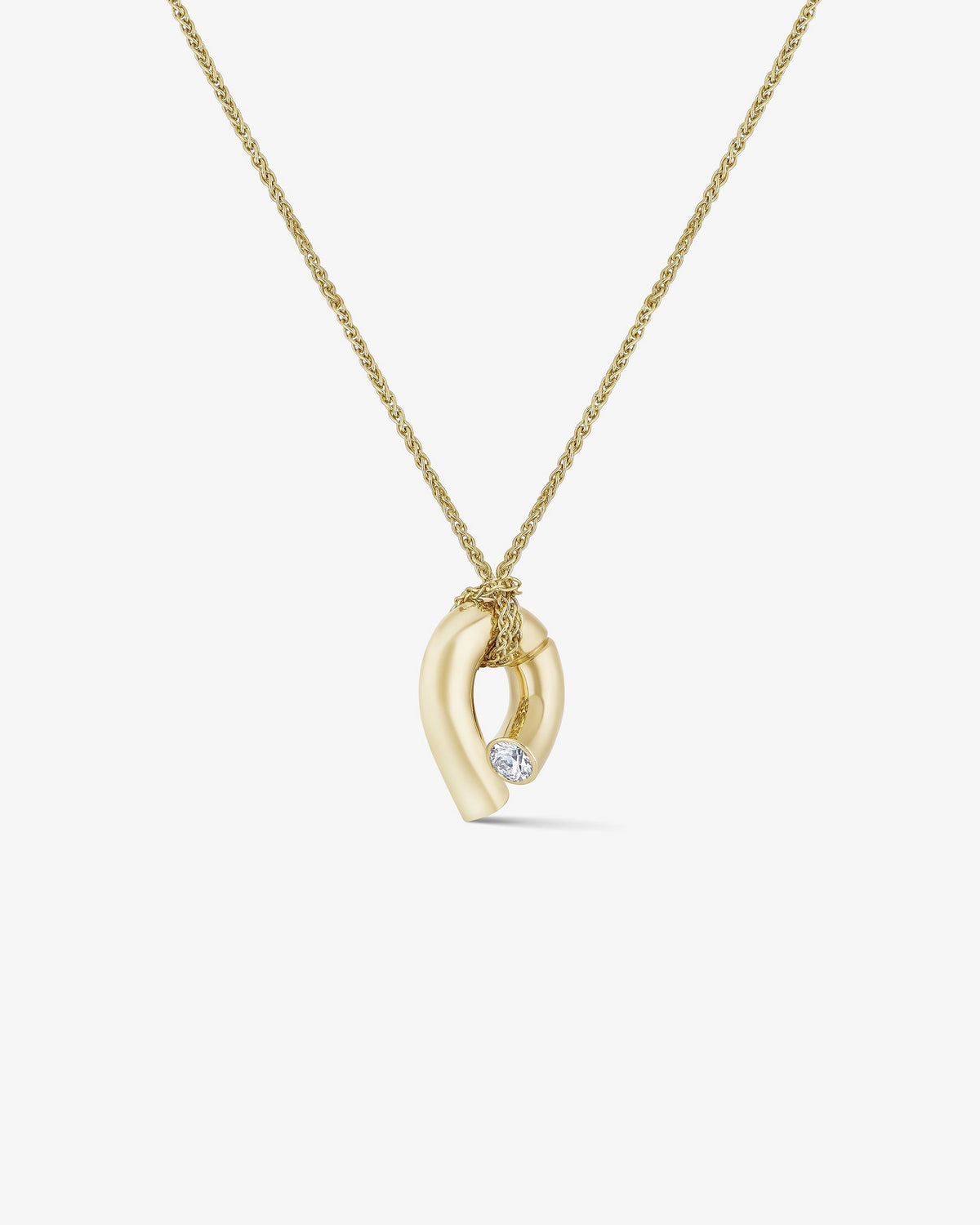 Medium Oera Pendant 18k Fairmined yellow gold and diamond, Tabayer ethical fine jewelry