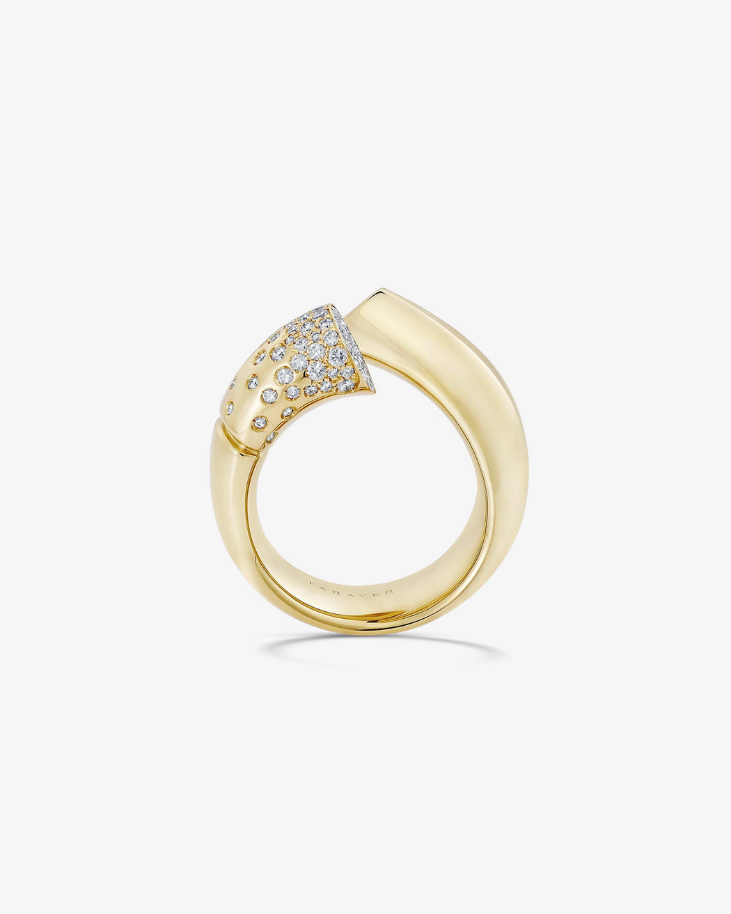 Oera - Yellow Gold Statement Ring with Pave Diamonds