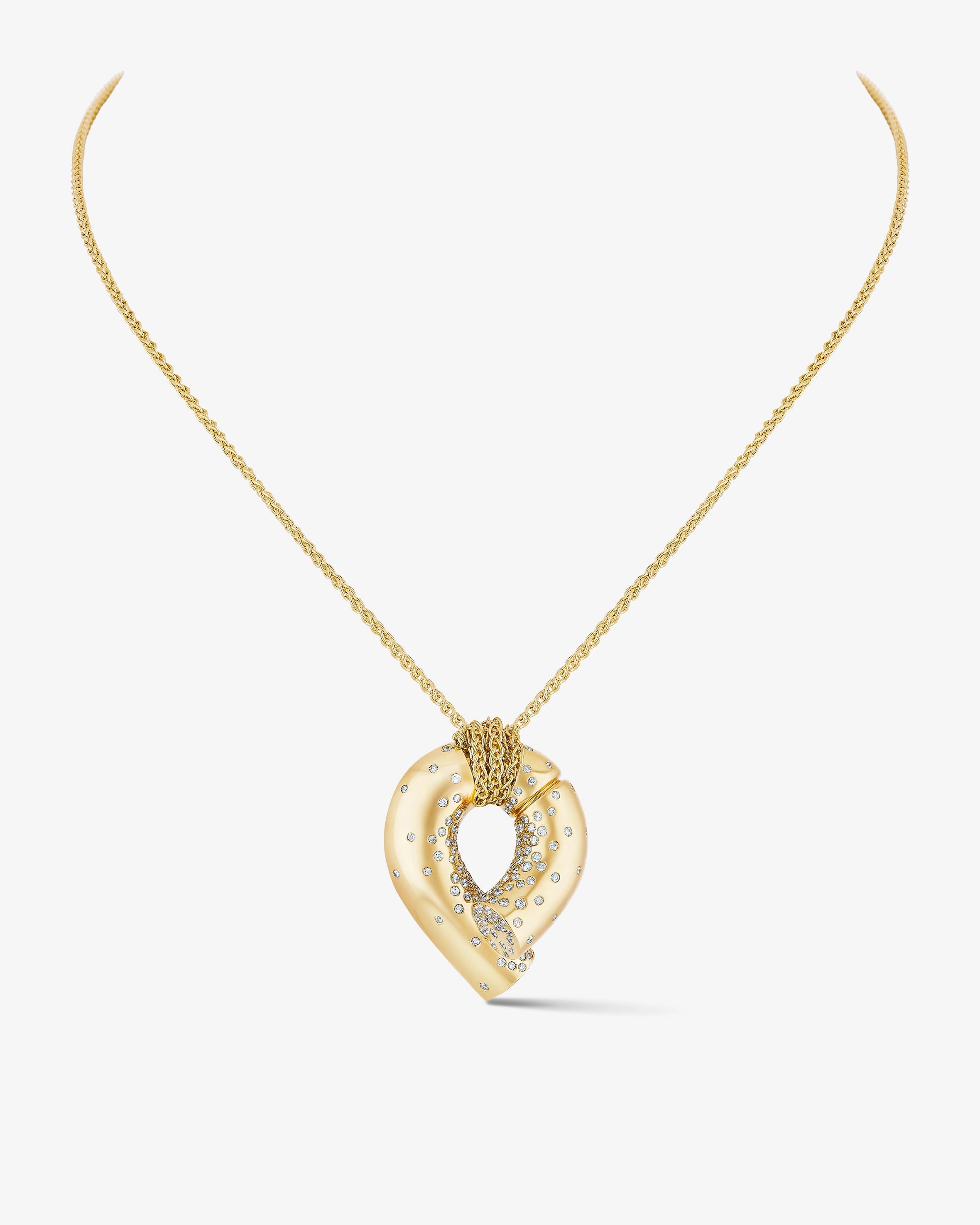 Large Oera Pendant 18k Fairmined yellow gold and diamonds, Tabayer ethical fine jewelry