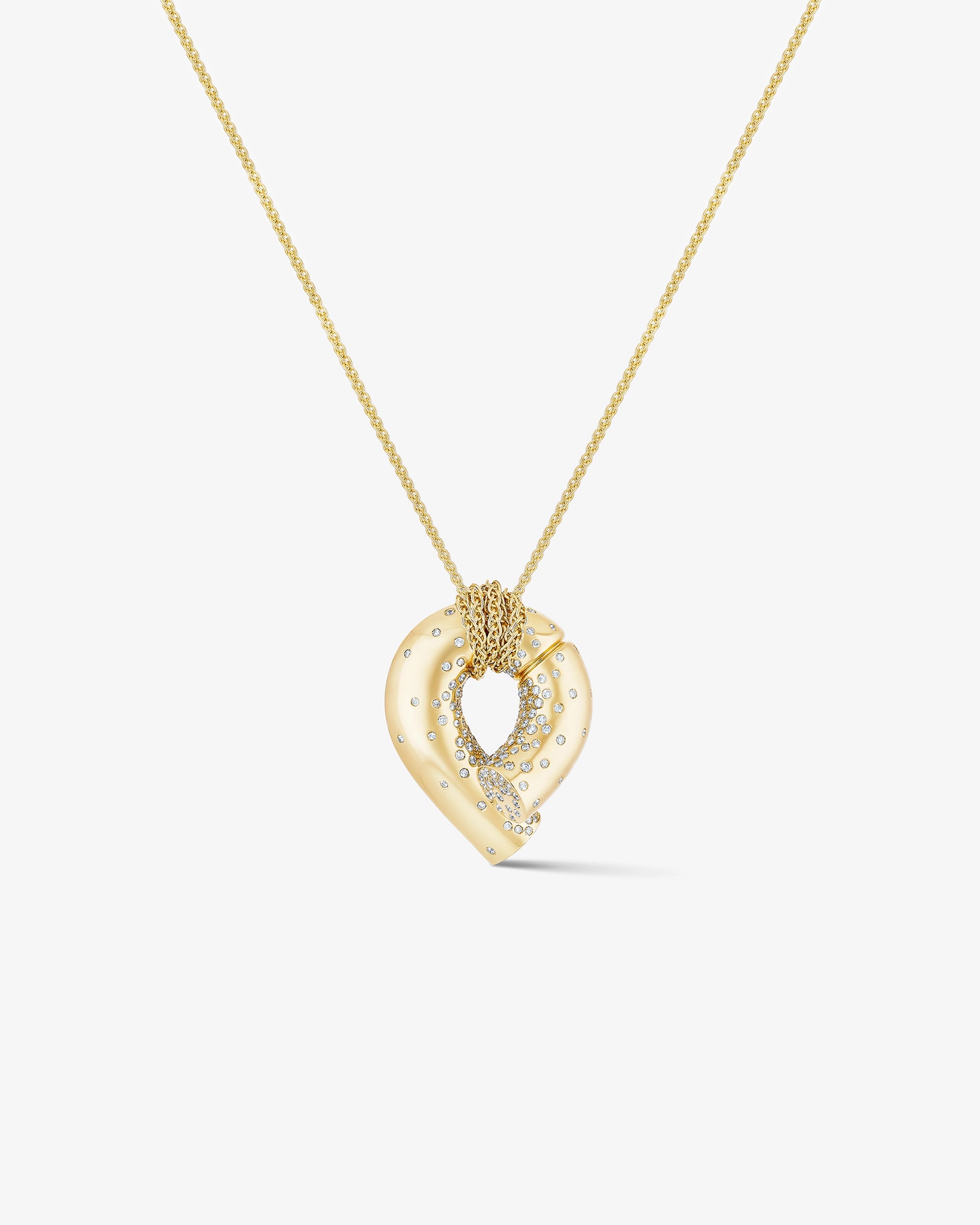 Large Oera Pendant 18k Fairmined yellow gold and diamonds, Tabayer ethical fine jewelry