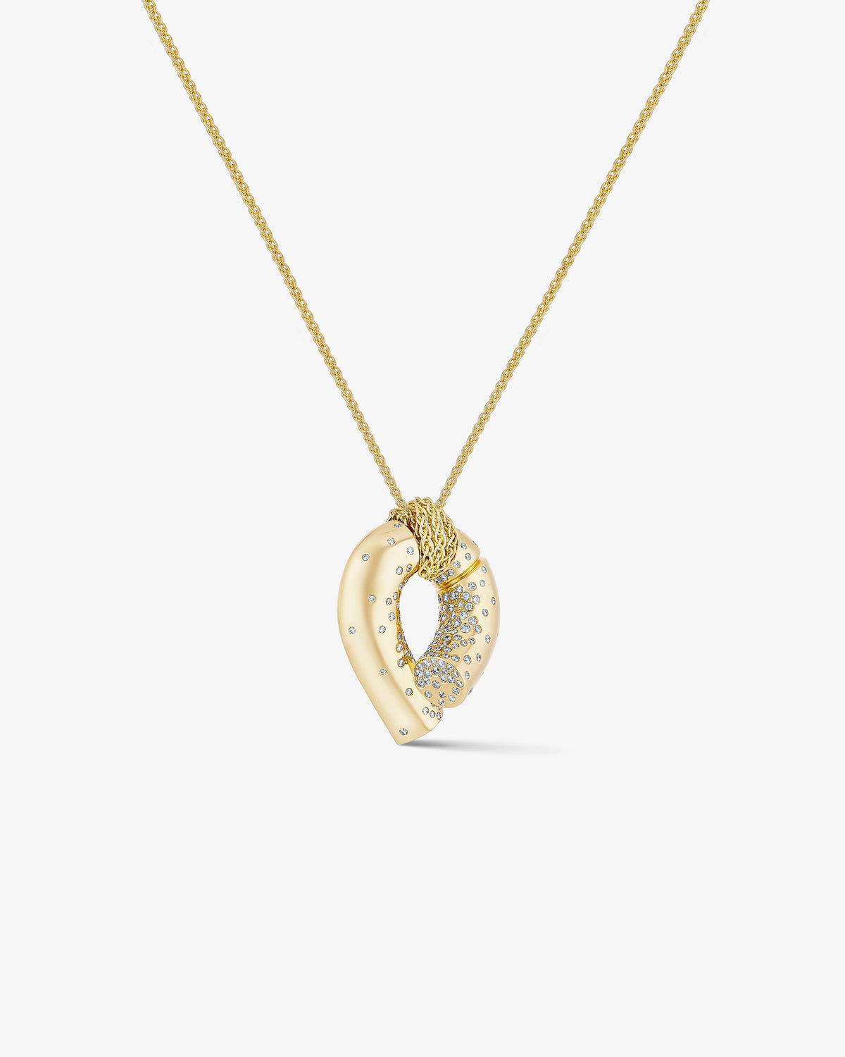 Large Oera Pendant 18k Fairmined yellow gold and diamonds, Tabayer ethical fine jewelry